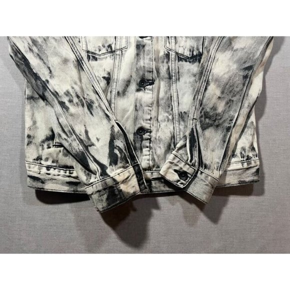 Guess Denim Jacket Womens Small Gray Bleach Button Up Long Sleeve Coat Ladies - Picture 3 of 8